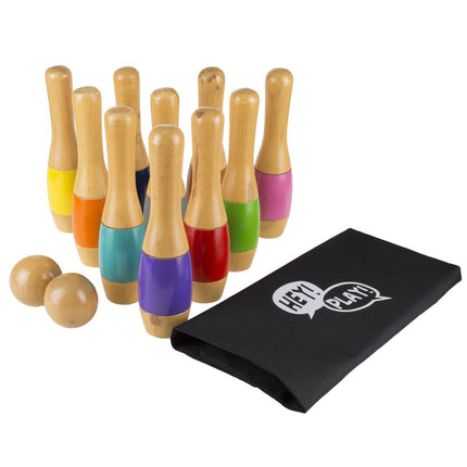 9.5" Wooden Multicolored Lawn Bowling Set – Classic Outdoor Game