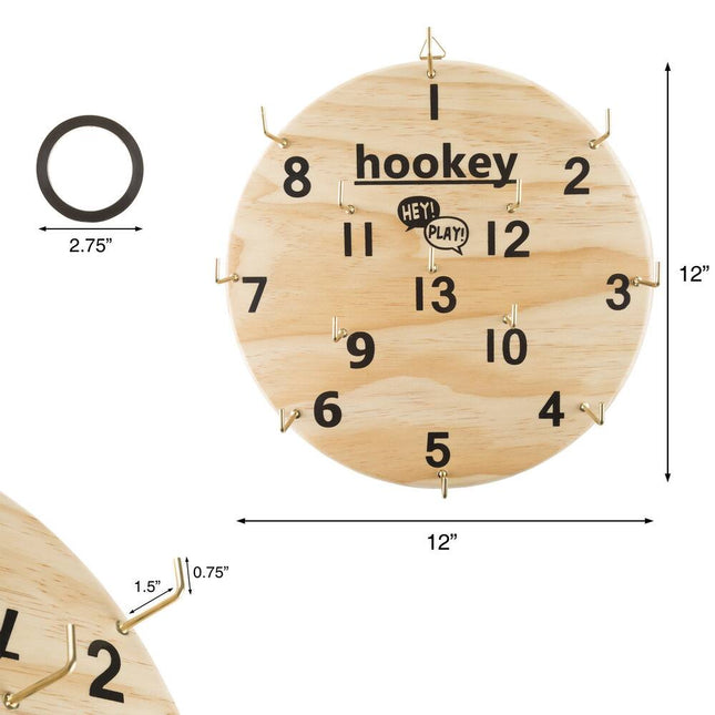 Hookey Ring Toss – 12" Diameter, Safe Alternative to Darts, Indoor/Outdoor