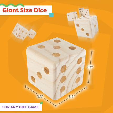 Giant Wooden Yard Dice – Outdoor Lawn Game, 3.5" Natural Wood Cube