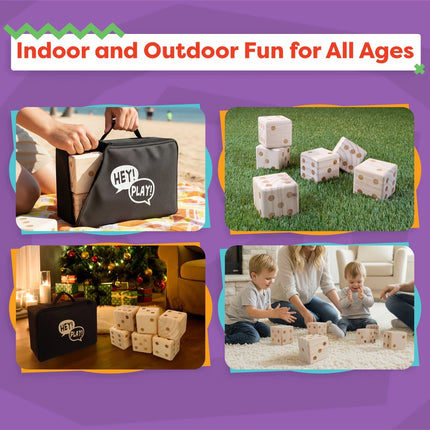 Giant Wooden Yard Dice – Outdoor Lawn Game, 3.5" Natural Wood Cube