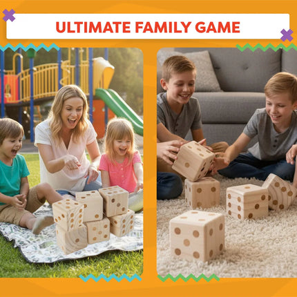 Giant Wooden Yard Dice – Outdoor Lawn Game, 3.5" Natural Wood Cube