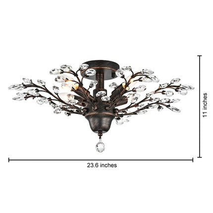 Holly 4-Light Flush Mount – Crystal Leaves Decorative Ceiling Light