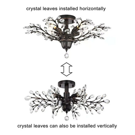 Holly 4-Light Flush Mount – Crystal Leaves Decorative Ceiling Light