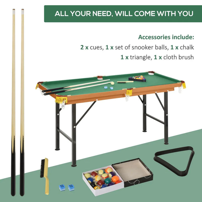 55-Inch Foldable Pool Billiards Table Realistic Fleece Compact Design