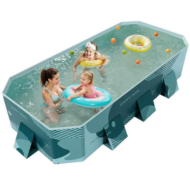Foldable Above Ground Swimming Pool Portable Outdoor Family Pool Green