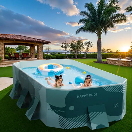 Foldable Above Ground Swimming Pool Portable Outdoor Family Pool Green