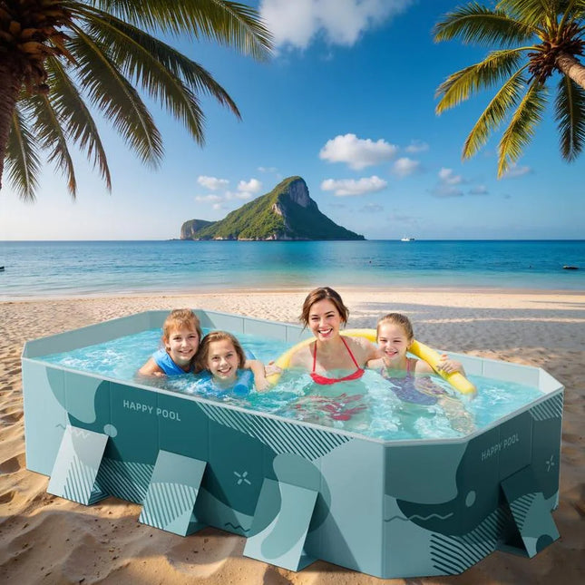 Foldable Above Ground Swimming Pool Portable Outdoor Family Pool Green