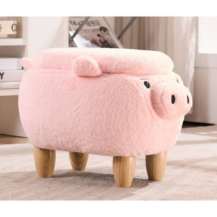 Animal Kids Pig Storage Ottoman for Toys and Bedroom Organization