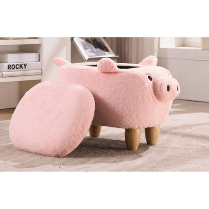Animal Kids Pig Storage Ottoman for Toys and Bedroom Organization