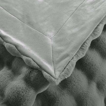 Bubble Textured Faux Fur Throw Blanket 50x60-Inch Cozy Soft Gray Home Blanket