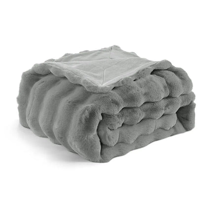 Bubble Textured Faux Fur Throw Blanket 50x60-Inch Cozy Soft Gray Home Blanket
