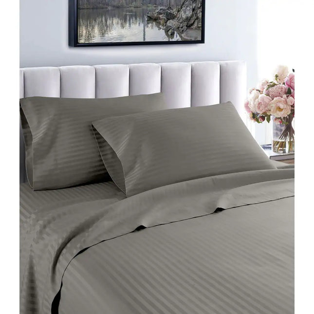 Home Dream Striped 1200 TC Cotton Deep Pocket Bed Sheet Set Luxury Bedding