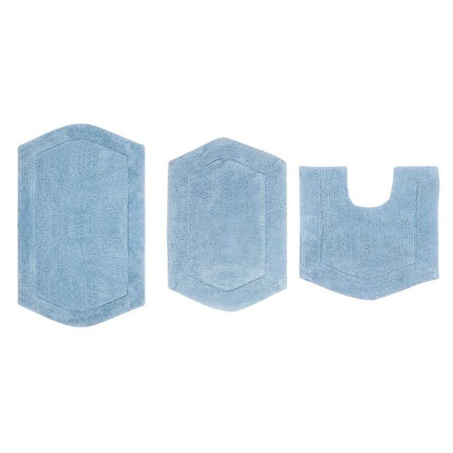 3 Piece Waterford Cotton Bathroom Rug Set Non-Slip Washable Bath Mats