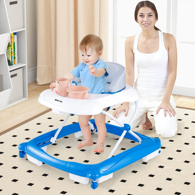Foldable Baby Walker with 3 Adjustable Heights and Comfy Padded Seat