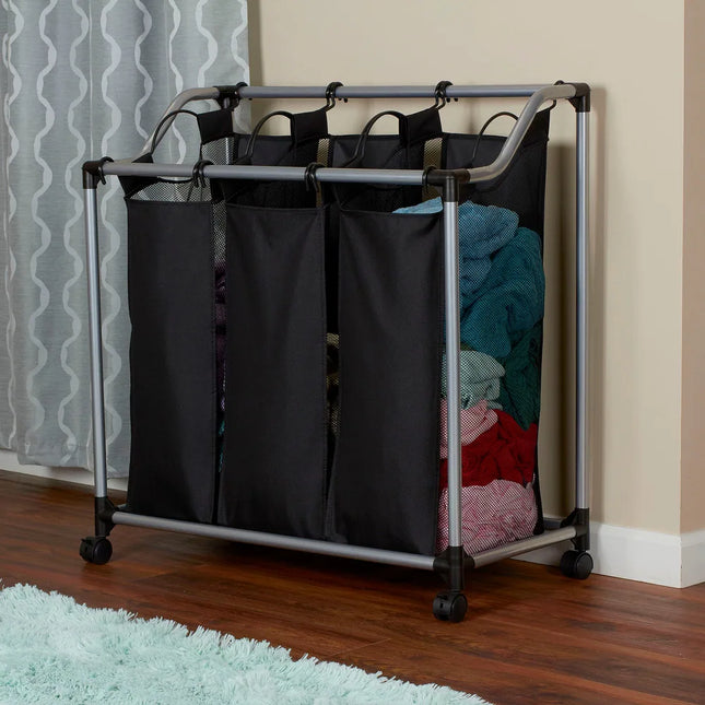 Laundry Sorter 3-Bag Clothes Hamper Organizer for Bedroom Laundry Room