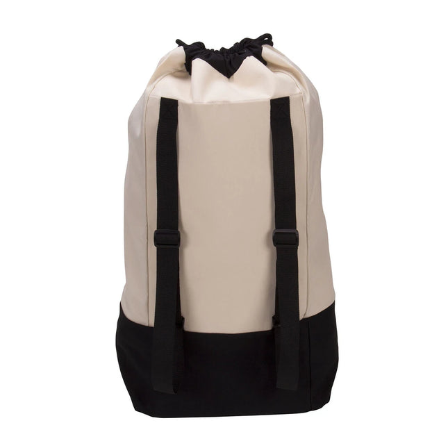 Backpack Duffel Laundry Bag Cream Black Durable Travel Clothes Hamper