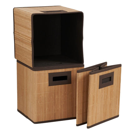 Bamboo Bins Set of 3 Stackable Storage Organizers for Home & Office Use