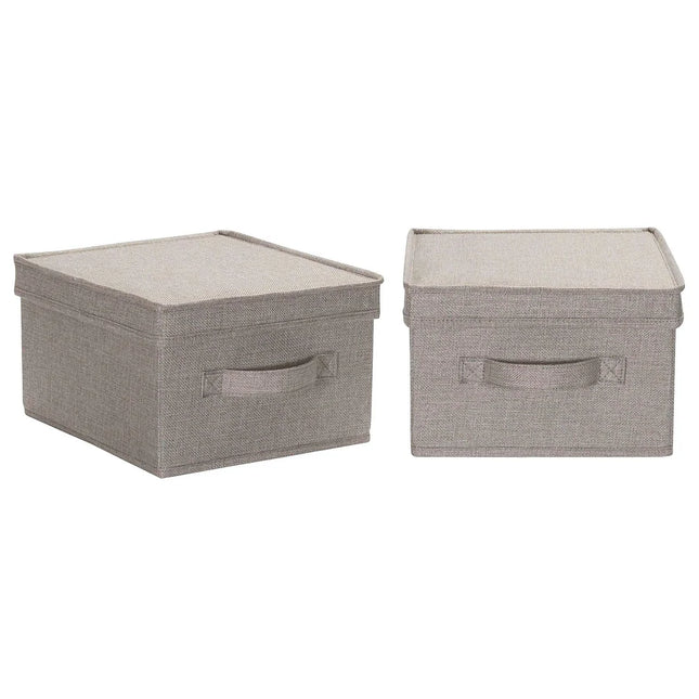 Canvas Storage Bins Set of 2 with Removable Lids Foldable Organizer