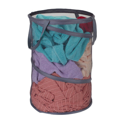 Pop Up Mesh Laundry Hamper Charcoal Foldable Clothes Storage Basket