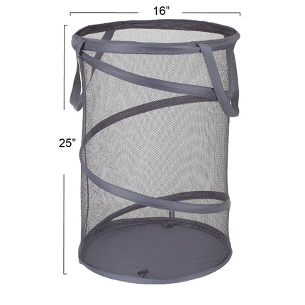 Pop Up Mesh Laundry Hamper Charcoal Foldable Clothes Storage Basket