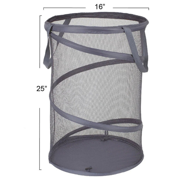 Pop Up Mesh Laundry Hamper Charcoal Foldable Clothes Storage Basket