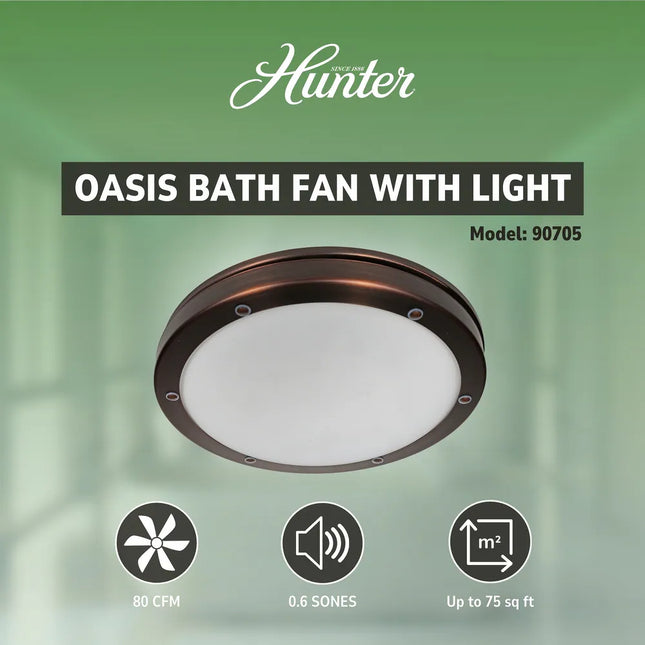 Oasis Bath Ventilator Fan with Light and Night Light Imperial Bronze