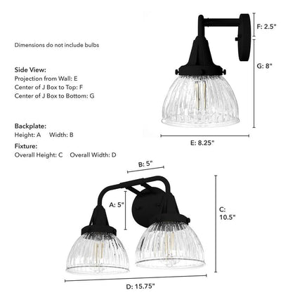 Cypress Grove 2-Light Vanity Wall Light – Industrial, Damp Rated