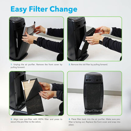 EcoSilver True HEPA Medium Tower Air Purifier for Home Air Cleaning