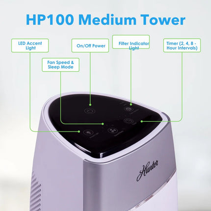 EcoSilver Medium Tower Air Purifier with Advanced HEPA Filtration