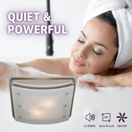 Ellipse Bathroom Exhaust Fan 100 CFM with LED Light and Night Light
