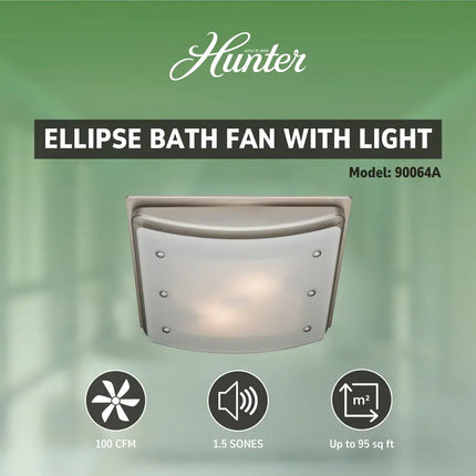Ellipse Bathroom Exhaust Fan 100 CFM with LED Light and Night Light
