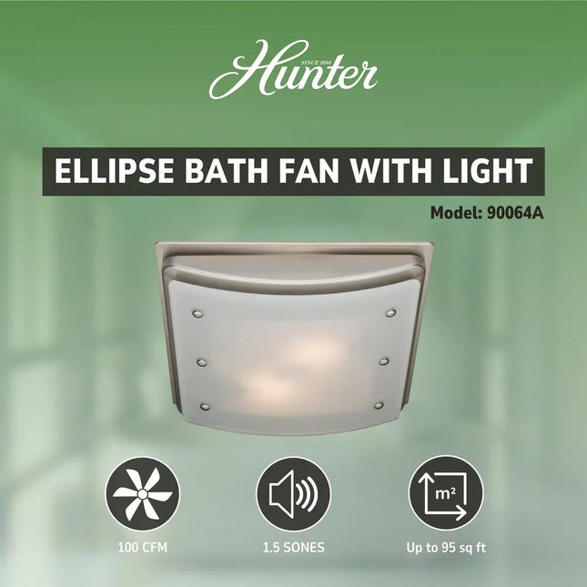 Ellipse Bathroom Exhaust Fan 100 CFM with LED Light and Night Light