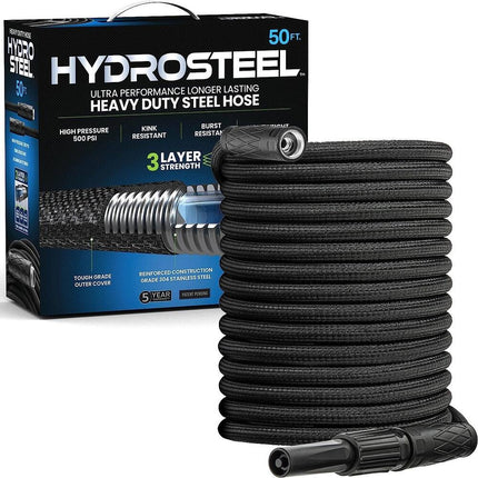 5/8 Inch Heavy Duty Flexible Stainless Steel 3-Layer Metal Water Hose Durable