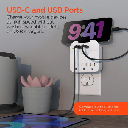 Wall Adapter Power Strip with 3 Outlets, Compact Design