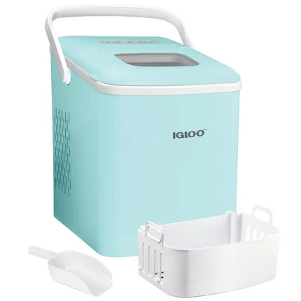 26LB Automatic Portable Countertop Ice Maker Self-Cleaning with Handle Aqua
