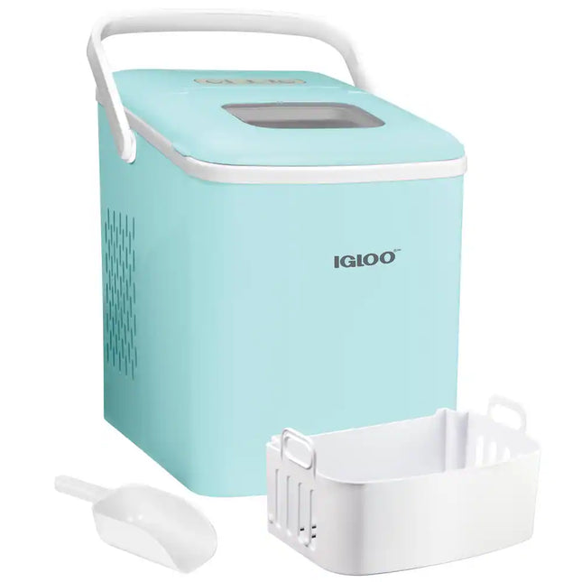 26LB Automatic Portable Countertop Ice Maker Self-Cleaning with Handle Aqua