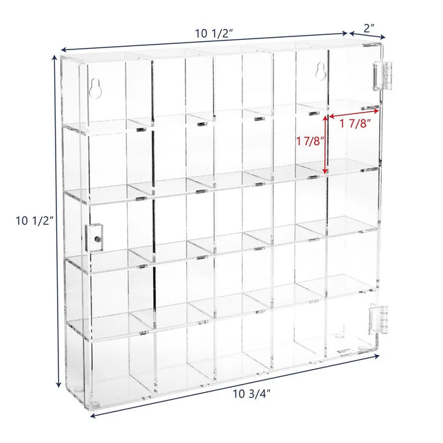 Wall-Mountable Display Case – 25 Compartments, Mirrored Back