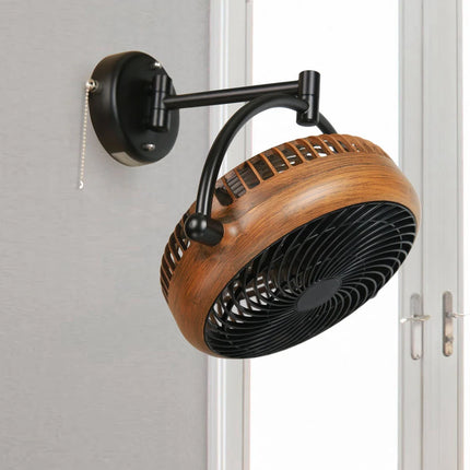 10-inch Walnut Finish Wall Mount Industrial Fan Plug-in Indoor Cooling