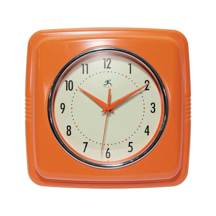 Infinity Instruments Retro 9.25" Square Wall Clock – Classic Design