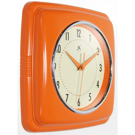 Infinity Instruments Retro 9.25" Square Wall Clock – Classic Design