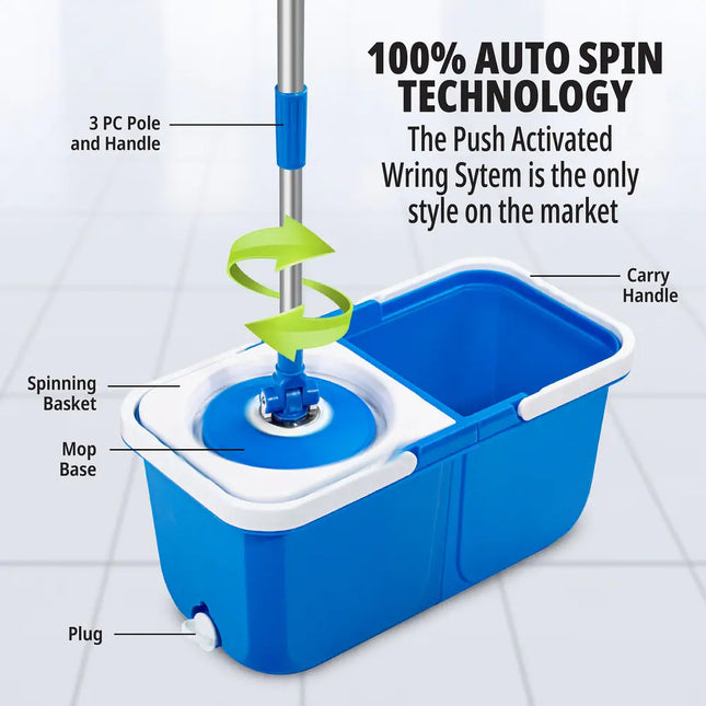 Insta Mop Spin Mop and Bucket with Wringer Washable Microfiber Head