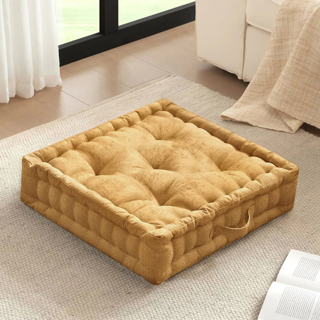 Azza Poly Chenille Square Floor Pillow Cushion for Cozy Seating Comfort