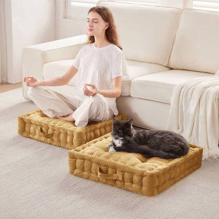 Azza Poly Chenille Square Floor Pillow Cushion for Cozy Seating Comfort