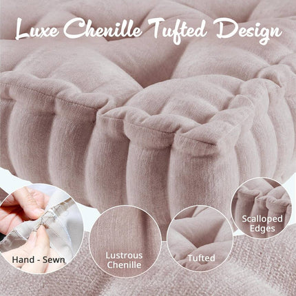 Azza Poly Chenille Square Floor Pillow Cushion Soft Comfortable Seating Decor
