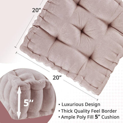 Azza Poly Chenille Square Floor Pillow Cushion Soft Comfortable Seating Decor