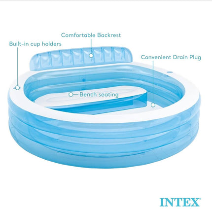 Outdoor Swim Center Inflatable Lounge Pool Round with Protective Cover