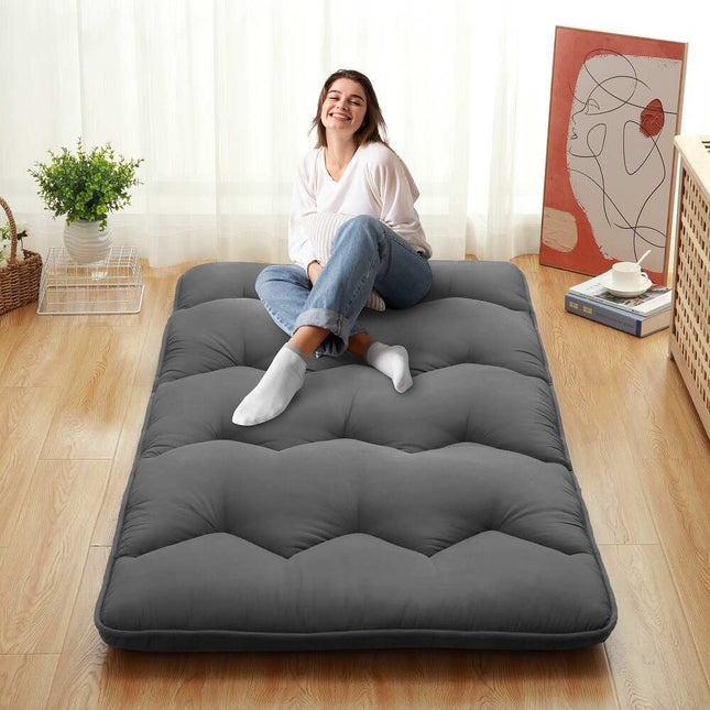 Japanese Style Futon Floor Mattress Pad Tatami Mat Twin Size Line Dark Gray