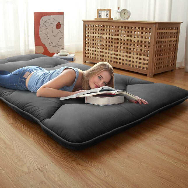 Japanese Style Futon Floor Mattress Pad Tatami Mat Twin Size Line Dark Gray