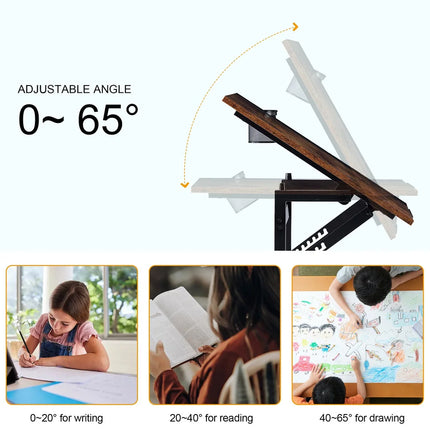 Drafting & Drawing Table with Storage Drawers and Stool for Artists