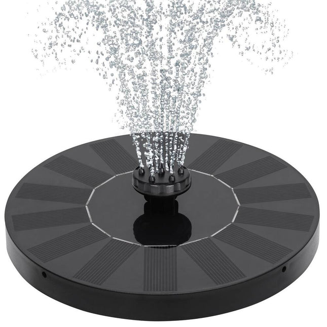 Black Solar Fountain Pump with 6 Nozzles for Bird Bath and Small Pond Garden Decor
